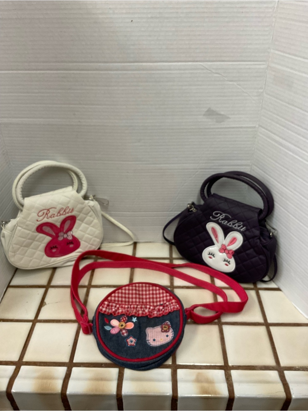 Rabbit Quilted Mini Handbag - White and Purple